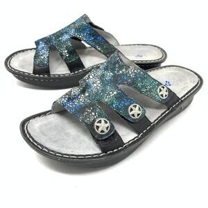 Alegria Women's Sz 41 US 10.5-11 Leather Sandal Strap Detail Dinah Deep Sea